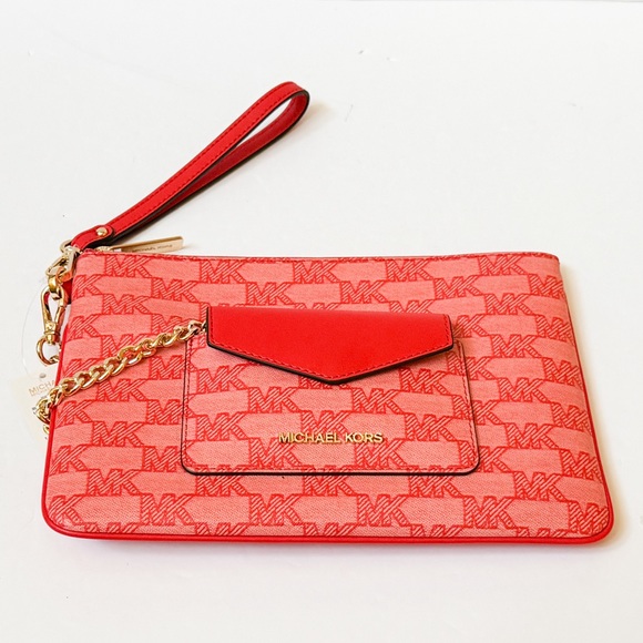 Michael Kors Jet Set Item Large 2 in 1 Card Case Wristlet Wallet MK Dark Sangria - Picture 10 of 15